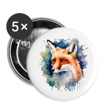 Pouvoir Animal Renard, Astucieux, Animal, Renard, - Lot de 5 petits badges (25 mm) - blanc - Devant