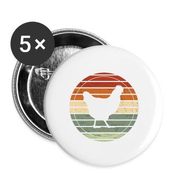 Retro Hen - Vintage Gift Idea - Buttons small 1''/25 mm (5-pack) - white - Front
