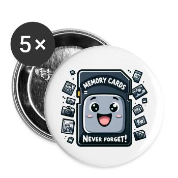 Les cartes mémoire n’oublient jamais - Lot de 5 petits badges (25 mm) - blanc - Devant