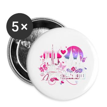 Paris romantique Hollywood – Art magique de la ville - Lot de 5 petits badges (25 mm) - blanc - Devant
