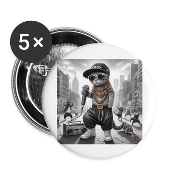 MC Meow - Buttons klein 25 mm (5er Pack) - Weiß - Vorne