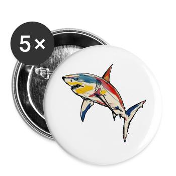 Shark Line Painting - Buttons small 1''/25 mm (5-pack) - white - Front