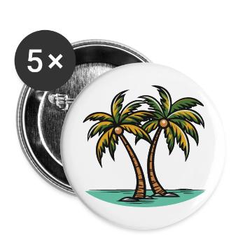 Palmen Insel - Buttons klein 25 mm (5er Pack) - Weiß - Vorne