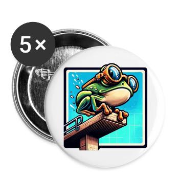 Frosch bereit zum Tauchen - Buttons klein 25 mm (5er Pack) - Weiß - Vorne