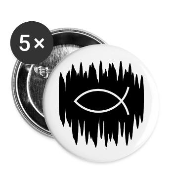 Jesusfisch weiß schwarz Ichthys Fisch Fische - Buttons klein 25 mm (5er Pack) - Weiß - Vorne