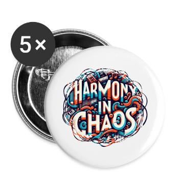 L’harmonie dans le chaos - Typographie musicale - Lot de 5 petits badges (25 mm) - blanc - Devant