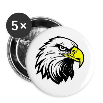 Eagle Head - Buttons small 1''/25 mm (5-pack) - white - Front