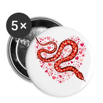 Valentine's Day Snake I Steal Hearts Python Lover - Buttons small 1''/25 mm (5-pack) - white - Front
