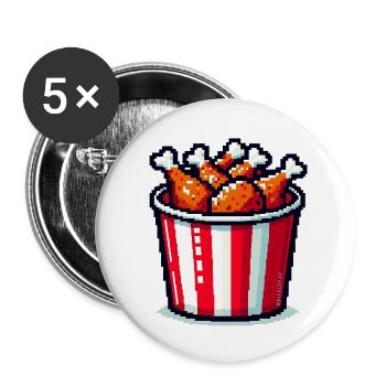 Pixel Art - Eimer mit gebratenem Hühnchen - Buttons klein 25 mm (5er Pack) - Weiß - Vorne