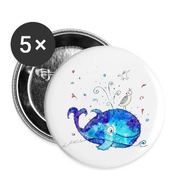 Gute Laune Wal - Buttons klein 25 mm (5er Pack) - Weiß - Vorne