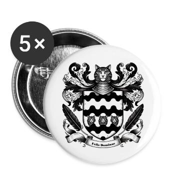 Katze Wappen Zwei - Buttons klein 25 mm (5er Pack) - Weiß - Vorne