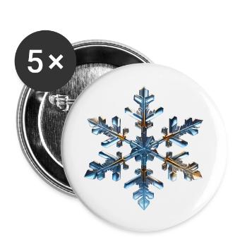 Flocon de neige - Lot de 5 petits badges (25 mm) - blanc - Devant