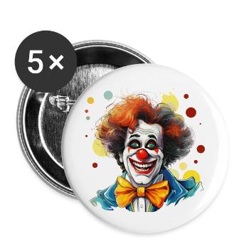 Clown with colorful confetti and red nose - Buttons small 1''/25 mm (5-pack) - white - Front