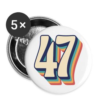 Vintage Retro T-Shirt Nummer 47 Siebenundvierzig - Buttons klein 25 mm (5er Pack) - Weiß - Vorne
