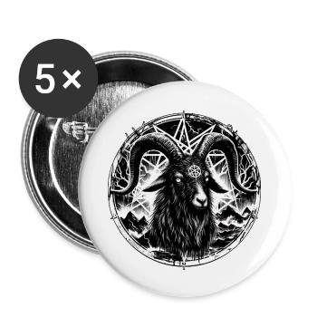 Goat - Pentagramm - Buttons klein 25 mm (5er Pack) - Weiß - Vorne