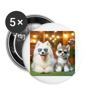 Samoyed Gang - Buttons small 1''/25 mm (5-pack) - white - Front