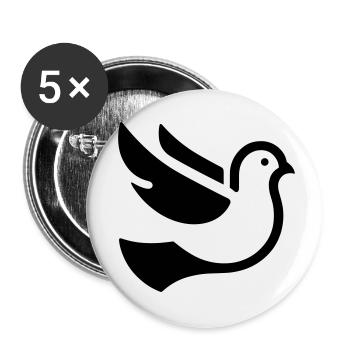 Colombe de la paix volant comme design monochrome minimaliste - Lot de 5 petits badges (25 mm) - blanc - Devant
