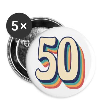 Vintage Retro T-Shirt Nummer 50 Fify - Buttons klein 25 mm (5er Pack) - Weiß - Vorne