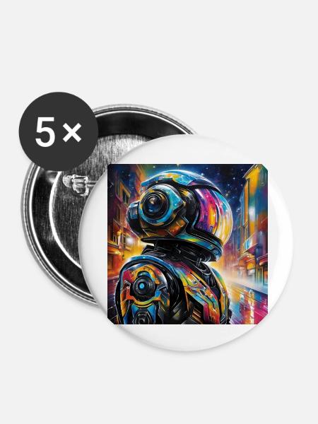 Astronaut - Buttons klein 25 mm (5er Pack) - Weiß