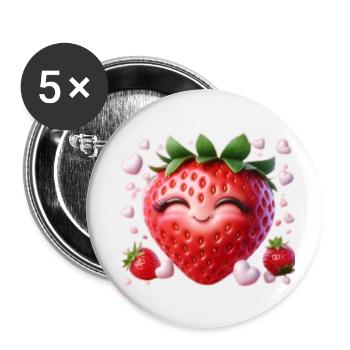 La fraise joyeuse - Lot de 5 petits badges (25 mm) - blanc - Devant