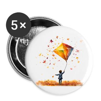 In autumn, the kites fly again - Buttons small 1''/25 mm (5-pack) - white - Front