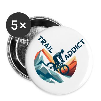 Trail Addict - Mountain Bike Design - Buttons small 1''/25 mm (5-pack) - white - Front