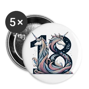 18 Jahre Einhorn 18. Geburtstag Geschenk - Buttons klein 25 mm (5er Pack) - Weiß - Vorne