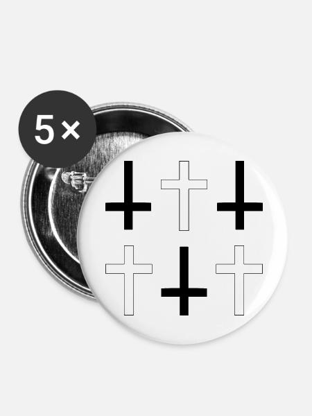 6 Kreuze - Buttons klein 25 mm (5er Pack) - Weiß
