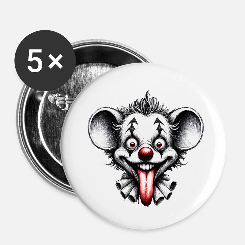 Langue de souris - Lot de 5 petits badges (25 mm) - blanc