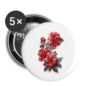 Schöne Rote Blume - Buttons klein 25 mm (5er Pack) - Weiß - Vorne