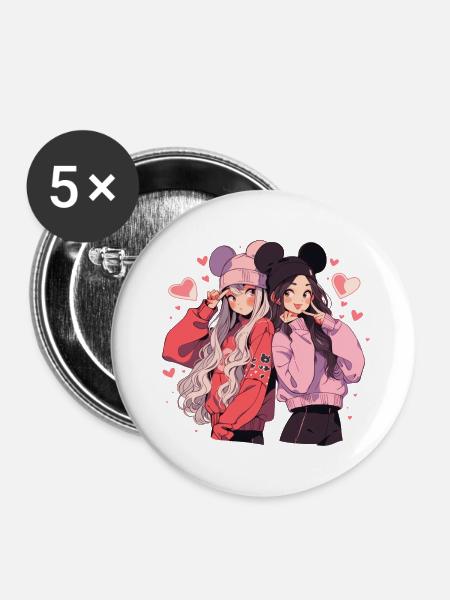 Cuties - Buttons klein 25 mm (5er Pack) - Weiß