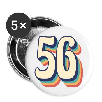 Vintage Retro T-Shirt Nummer 56 Fifty Six - Buttons klein 25 mm (5er Pack) - Weiß - Vorne