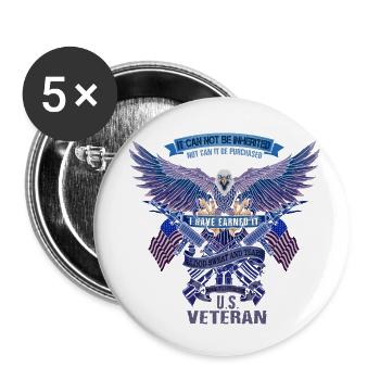 Armee Krieg Militär Uniform Force Soldat Veteran - Buttons klein 25 mm (5er Pack) - Weiß - Vorne