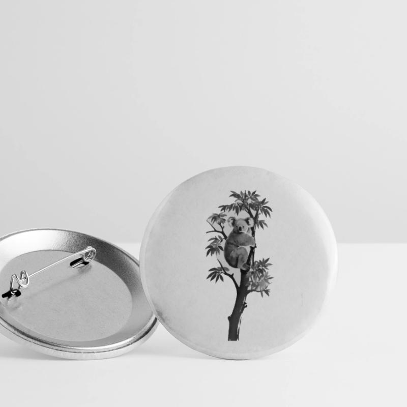 Silhouette eines Koalas, der sich an einen Baum Buttons klein 25 mm (5er Pack)