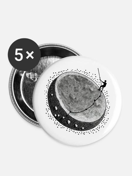 Handbemalter Kletterer - Buttons klein 25 mm (5er Pack) - Weiß
