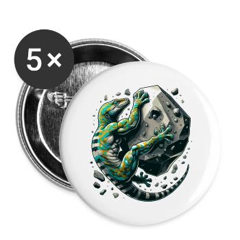Bouldern Gecko Muskeln Geschenk - Buttons klein 25 mm (5er Pack) - Weiß - Vorne