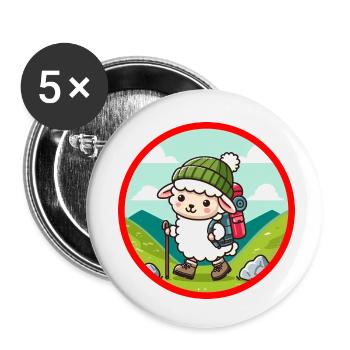Bergwandernde Schafe - Buttons klein 25 mm (5er Pack) - Weiß - Vorne