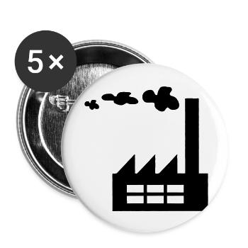 Factory logo with smoke - Buttons small 1''/25 mm (5-pack) - white - Front