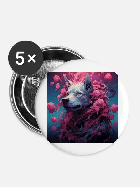 Celestial Canine Dreams - Buttons klein 25 mm (5er Pack) - Weiß