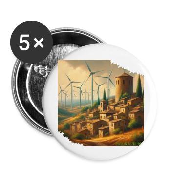 Green Energy - Italian village with wind power - Buttons small 1''/25 mm (5-pack) - white - Front