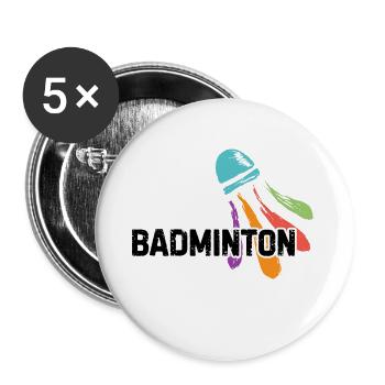 Essen Schlafen Badminton Wiederholen - Buttons klein 25 mm (5er Pack) - Weiß - Vorne
