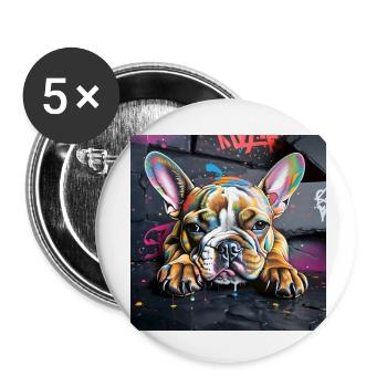 Frenchie - Buttons klein 25 mm (5er Pack) - Weiß - Vorne