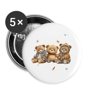 Teddybär - Buttons klein 25 mm (5er Pack) - Weiß - Vorne