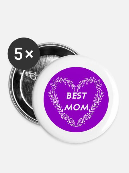 Beste Mama - Buttons klein 25 mm (5er Pack) - Weiß