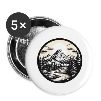 Snowy Peaks - Buttons small 1''/25 mm (5-pack) - white - Front