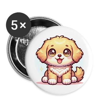 Digital illustration of cute extra kawaii Golden - Buttons small 1''/25 mm (5-pack) - white - Front