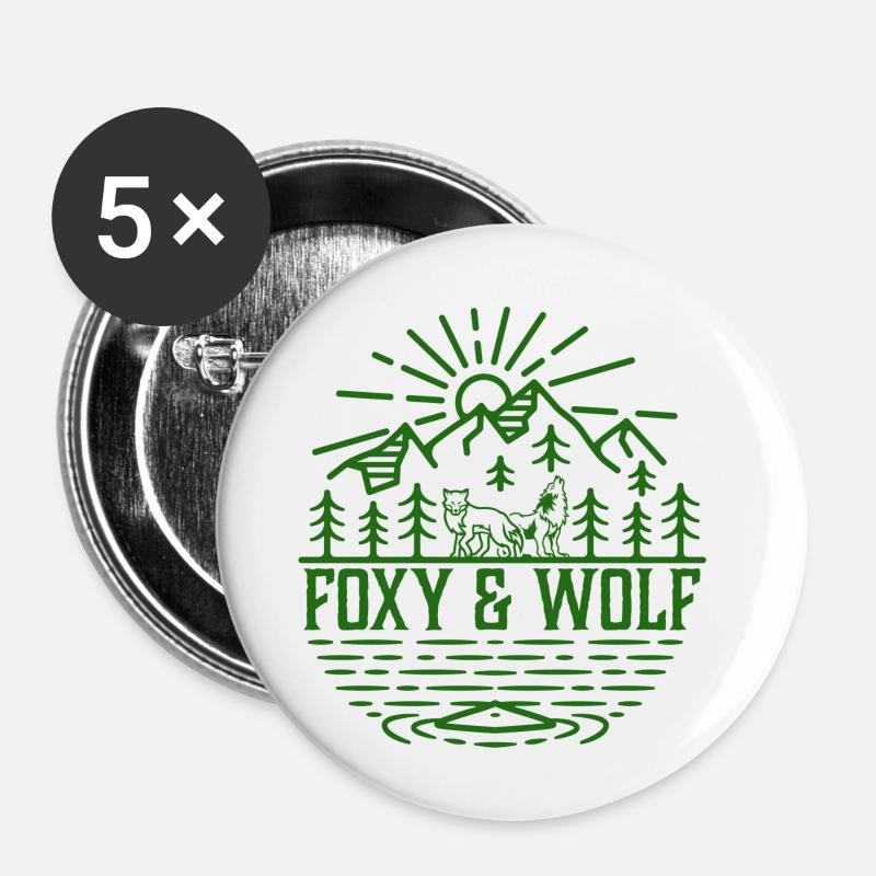 FOXY AND WOLF pic 3 - Buttons klein 25 mm (5er Pack) - Weiß