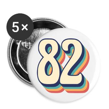 T-Shirt rétro Vintage numéro 82 quatre-vingt-deux - Lot de 5 petits badges (25 mm) - blanc - Devant