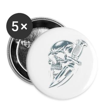 Shadow Strike: Skull Pierced by Dagger - Buttons small 1''/25 mm (5-pack) - white - Front