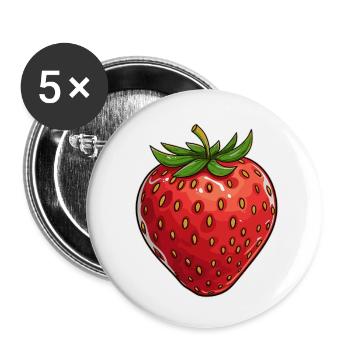Fraise - Lot de 5 petits badges (25 mm) - blanc - Devant